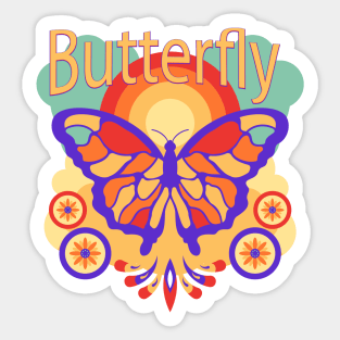 Butterfly Retro hand Drawn Sticker